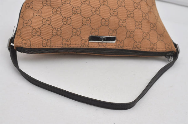 Authentic GUCCI Vintage Hand Bag Pouch Purse GG Canvas Leather 07198 Brown 2611I