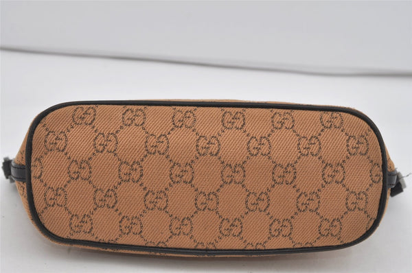 Authentic GUCCI Vintage Hand Bag Pouch Purse GG Canvas Leather 07198 Brown 2611I