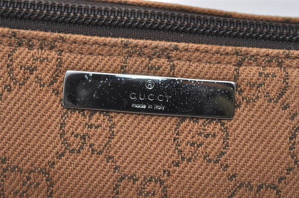 Authentic GUCCI Vintage Hand Bag Pouch Purse GG Canvas Leather 07198 Brown 2611I