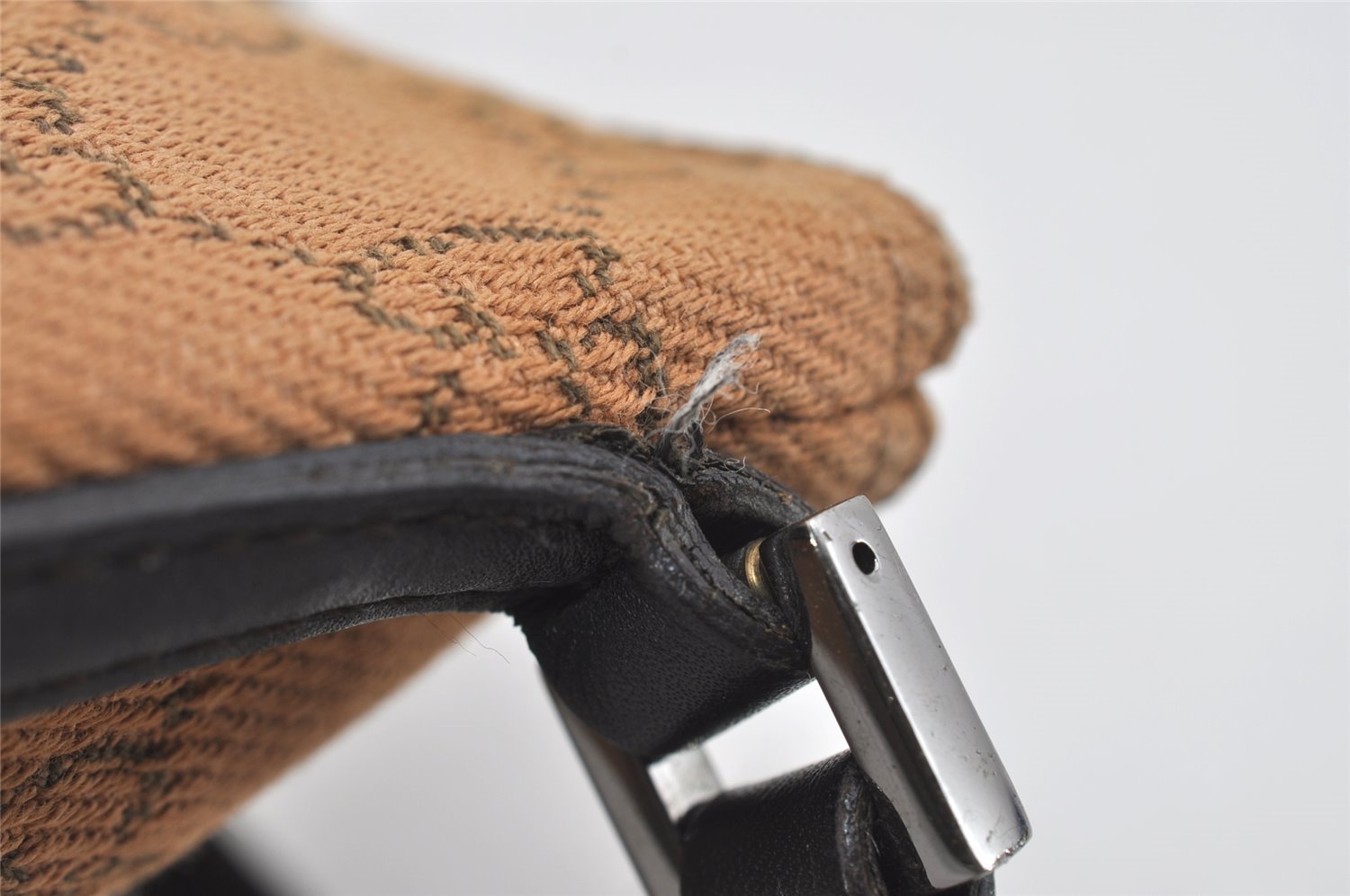 Authentic GUCCI Vintage Hand Bag Pouch Purse GG Canvas Leather 07198 Brown 2611I