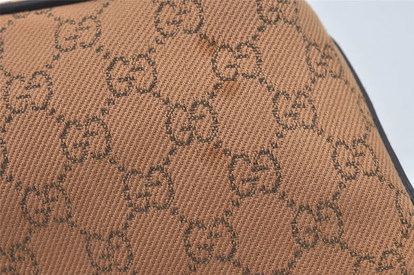 Authentic GUCCI Vintage Hand Bag Pouch Purse GG Canvas Leather 07198 Brown 2611I