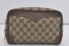 Authentic GUCCI Vintage Clutch Hand Bag Purse GG PVC Leather Brown 2612I