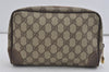 Authentic GUCCI Vintage Clutch Hand Bag Purse GG PVC Leather Brown 2612I