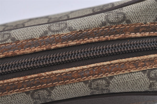 Authentic GUCCI Vintage Clutch Hand Bag Purse GG PVC Leather Brown 2612I