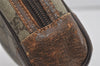 Authentic GUCCI Vintage Clutch Hand Bag Purse GG PVC Leather Brown 2612I