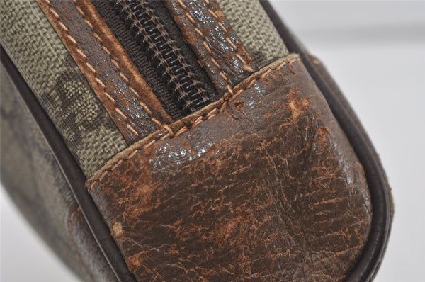 Authentic GUCCI Vintage Clutch Hand Bag Purse GG PVC Leather Brown 2612I