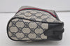 Authentic GUCCI Sherry Line Clutch Hand Bag Purse GG PVC Leather Navy Blue 2613I
