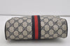 Authentic GUCCI Sherry Line Clutch Hand Bag Purse GG PVC Leather Navy Blue 2613I