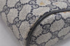 Authentic GUCCI Sherry Line Clutch Hand Bag Purse GG PVC Leather Navy Blue 2613I