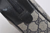 Authentic GUCCI Sherry Line Clutch Hand Bag Purse GG PVC Leather Navy Blue 2613I