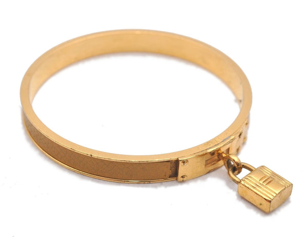 Authentic HERMES Kelly Bangle Cadena Motif Yellow Gold 2616B