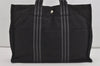 Authentic HERMES Fourre Tout MM Vintage Hand Tote Bag Canvas Black 2616I