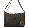 Authentic FENDI Zucca Shoulder Cross Body Bag Nylon Leather Brown 2618I
