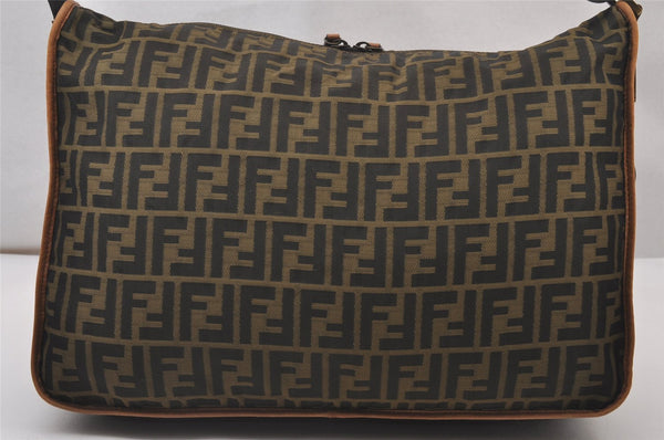 Authentic FENDI Zucca Shoulder Cross Body Bag Nylon Leather Brown 2618I