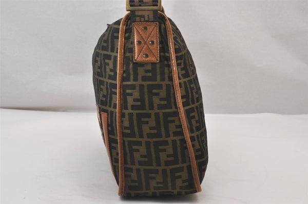 Authentic FENDI Zucca Shoulder Cross Body Bag Nylon Leather Brown 2618I