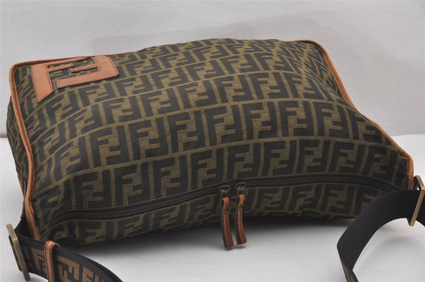 Authentic FENDI Zucca Shoulder Cross Body Bag Nylon Leather Brown 2618I