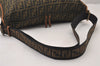 Authentic FENDI Zucca Shoulder Cross Body Bag Nylon Leather Brown 2618I