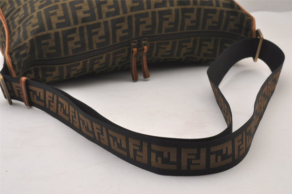 Authentic FENDI Zucca Shoulder Cross Body Bag Nylon Leather Brown 2618I