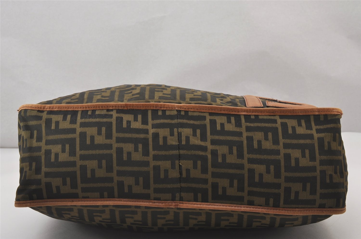 Authentic FENDI Zucca Shoulder Cross Body Bag Nylon Leather Brown 2618I