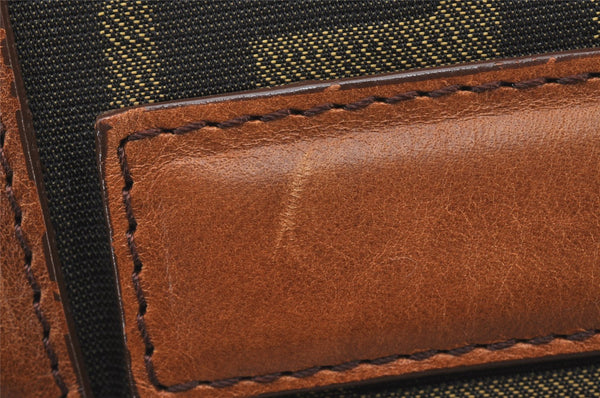 Authentic FENDI Zucca Shoulder Cross Body Bag Nylon Leather Brown 2618I