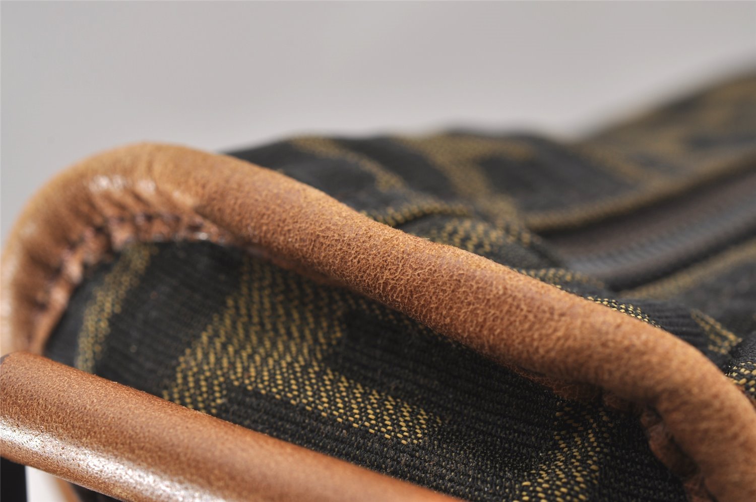 Authentic FENDI Zucca Shoulder Cross Body Bag Nylon Leather Brown 2618I