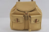 Authentic GUCCI Bamboo Vintage Backpack Leather Yellow Cream 2619I