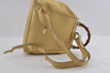 Authentic GUCCI Bamboo Vintage Backpack Leather Yellow Cream 2619I