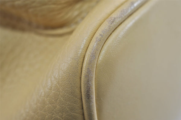 Authentic GUCCI Bamboo Vintage Backpack Leather Yellow Cream 2619I