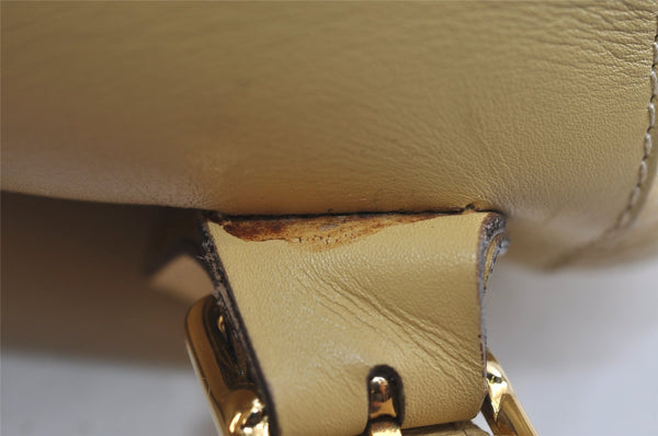 Authentic GUCCI Bamboo Vintage Backpack Leather Yellow Cream 2619I