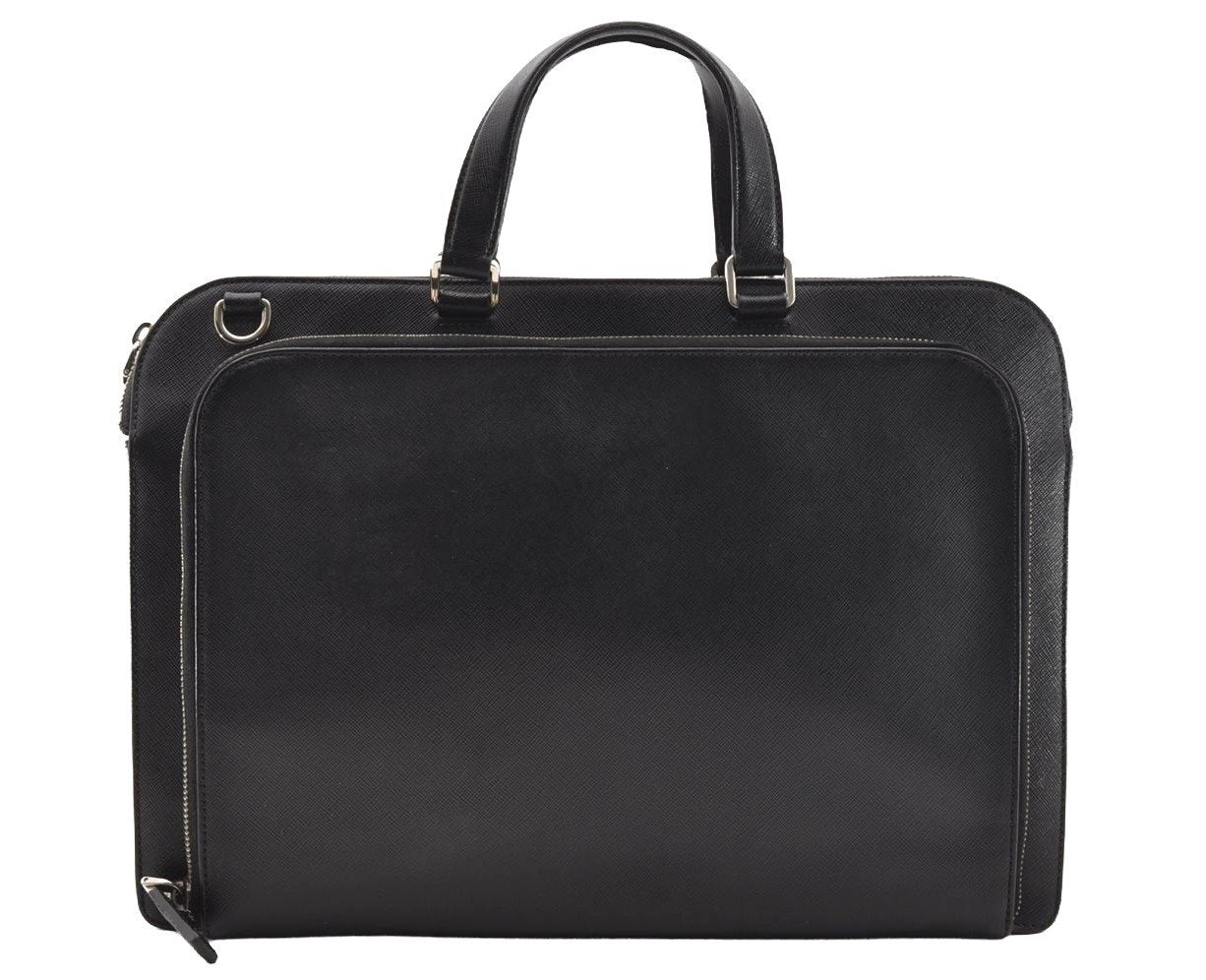 Authentic PRADA Saffiano Leather 2Way Briefcase Business Bag Black 2620I