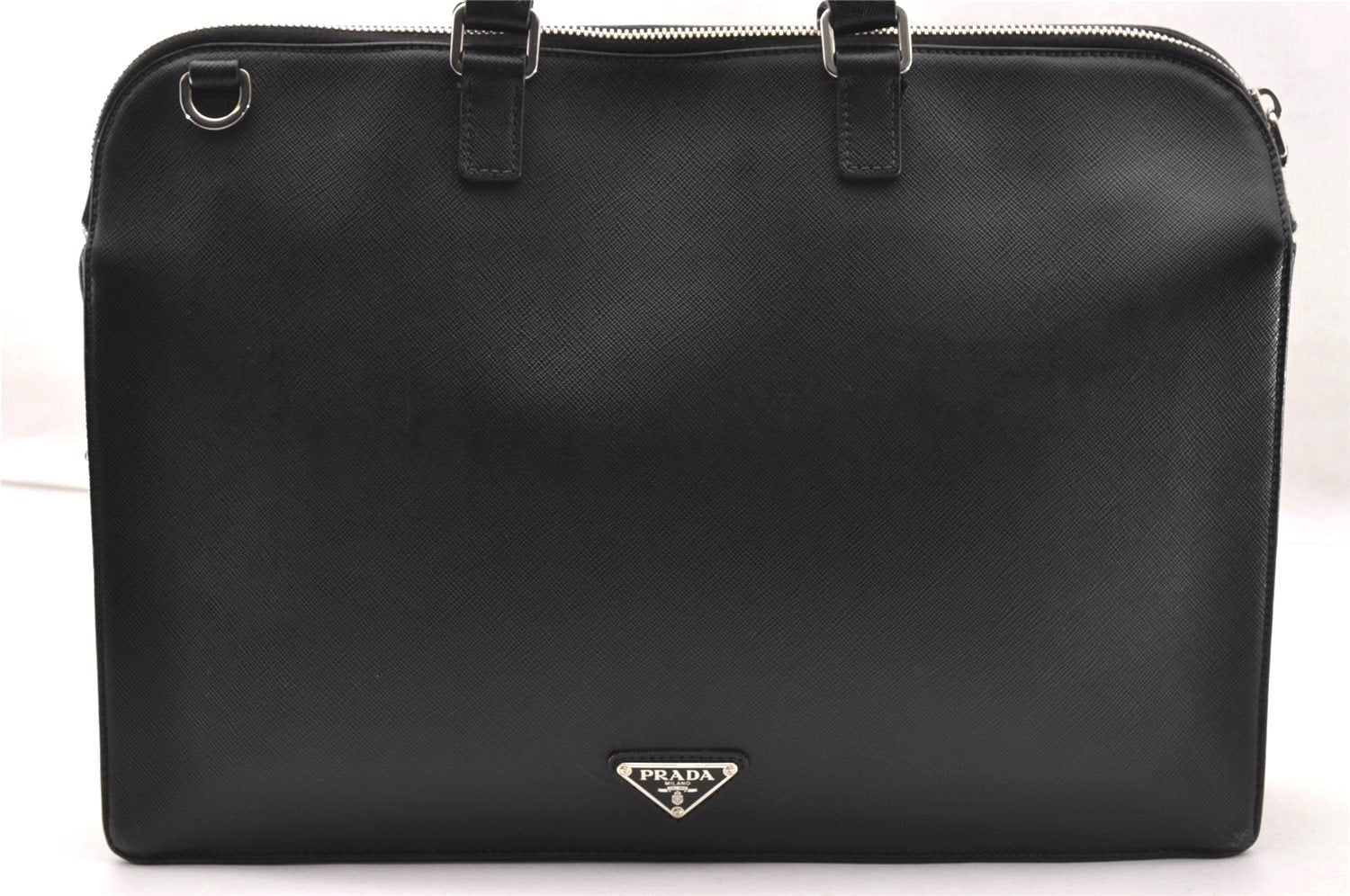 Authentic PRADA Saffiano Leather 2Way Briefcase Business Bag Black 2620I