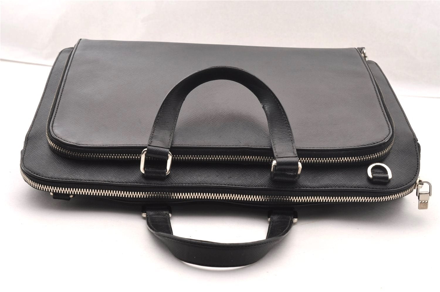 Authentic PRADA Saffiano Leather 2Way Briefcase Business Bag Black 2620I