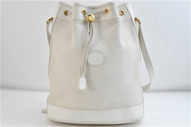 Authentic GUCCI Shoulder Cross Body Bag Leather White 2621D