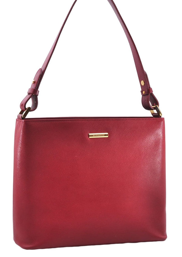 Authentic BURBERRY Vintage Leather Shoulder Hand Bag Purse Red 2621E