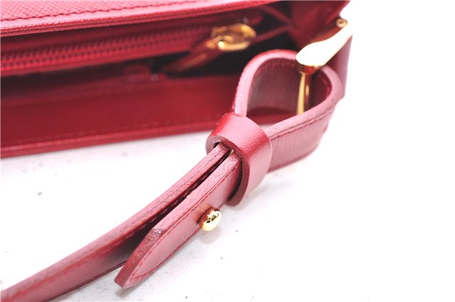 Authentic BURBERRY Vintage Leather Shoulder Hand Bag Purse Red 2621E