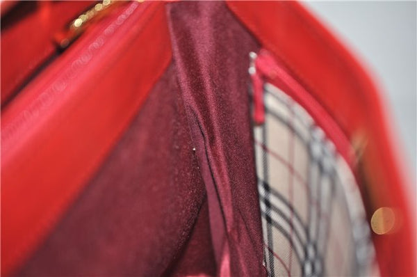 Authentic BURBERRY Vintage Leather Shoulder Hand Bag Purse Red 2621E