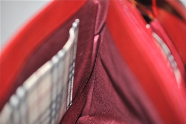 Authentic BURBERRY Vintage Leather Shoulder Hand Bag Purse Red 2621E