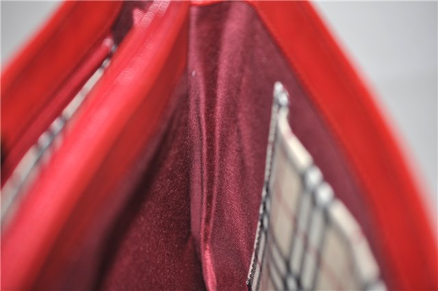 Authentic BURBERRY Vintage Leather Shoulder Hand Bag Purse Red 2621E