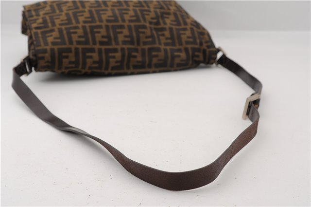 Authentic FENDI Vintage Zucca Shoulder Cross Body Bag Nylon Leather Brown 2621F