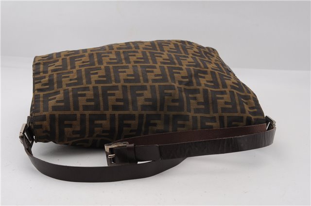 Authentic FENDI Vintage Zucca Shoulder Cross Body Bag Nylon Leather Brown 2621F