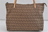 Authentic FENDI Zucchino Shoulder Tote Bag Canvas Leather Brown 2622D