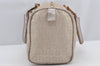 Authentic FENDI Zucchino Hand Bag Purse Canvas Leather Silver Beige 2624I