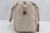 Authentic FENDI Zucchino Hand Bag Purse Canvas Leather Silver Beige 2624I