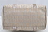 Authentic FENDI Zucchino Hand Bag Purse Canvas Leather Silver Beige 2624I