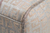 Authentic FENDI Zucchino Hand Bag Purse Canvas Leather Silver Beige 2624I