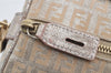 Authentic FENDI Zucchino Hand Bag Purse Canvas Leather Silver Beige 2624I