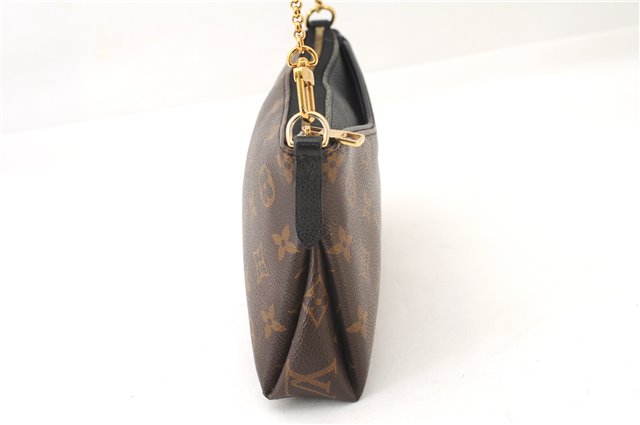 Auth Louis Vuitton Monogram Pallas Clutch Shoulder Hand Bag M44058 Black 2627F