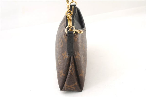 Auth Louis Vuitton Monogram Pallas Clutch Shoulder Hand Bag M44058 Black 2627F