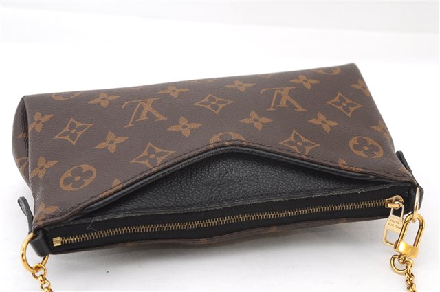 Auth Louis Vuitton Monogram Pallas Clutch Shoulder Hand Bag M44058 Black 2627F