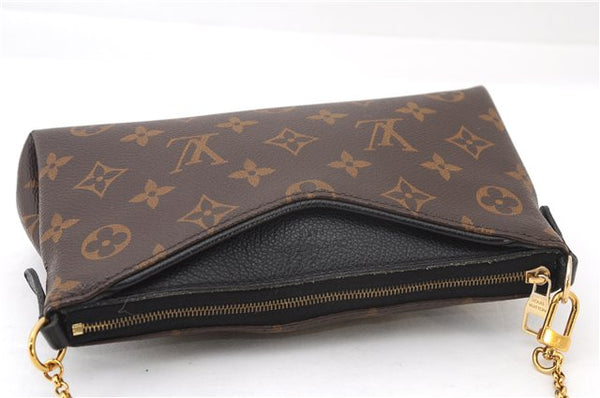 Auth Louis Vuitton Monogram Pallas Clutch Shoulder Hand Bag M44058 Black 2627F